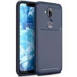 Nokia 8.1 Siliconen Carbon Hoesje Blauw