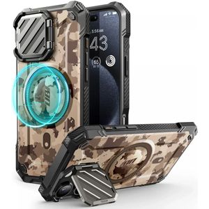 SUPCASE UB Pro MagXT iPhone 16 Pro Max Hoesje Camera Protector Camo Bruin