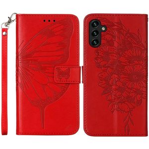 Samsung Galaxy A54 Hoesje Book Case Pasjeshouder Vlinder Rood