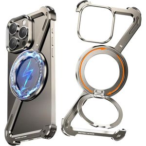 Apple iPhone 16 Pro Hoesje Metal Corner Frame Case MagSafe Titanium