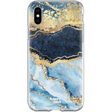 HappyCase Apple iPhone XS Flexibel TPU Hoesje Blauw Marmer Print