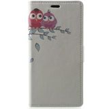 Samsung Galaxy A6 Plus Lederen Portemonnee Hoesje met Cute Owls Print