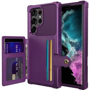 Samsung Galaxy S23 Ultra 3 in 1 Back Cover Portemonnee Hoesje Paars