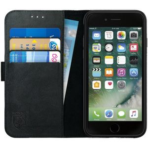 Rosso Deluxe Apple iPhone 7/8 Hoesje Echt Leer Pasjes Book Case Zwart