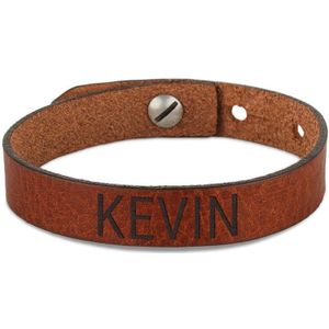 Leren armband voor heren graveren - Bruin