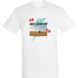 T-shirt - Wit - Voor Mannen - Bedrukken