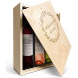 Wijnpakket in gegraveerde kist - Oude Kaap - Wit, rood en rosé