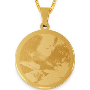 Ketting ronde hanger met foto - goud