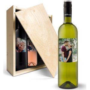 Wijnpakket met bedrukt etiket - Merlot, Syrah en Sauvignon Blanc