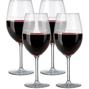 Rood wijnglas graveren - 4 stuks