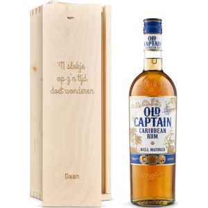 Rum in gegraveerde kist - Old Captain (bruin)