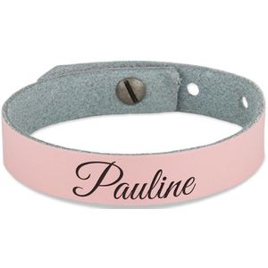 Leren armband voor dames graveren - Roze