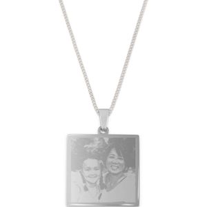 Ketting vierkante hanger met foto - zilver