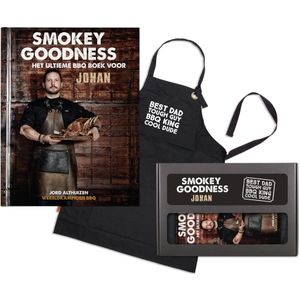 Smokey Goodness BBQ boek met naam en foto - Cadeaupakket voor papa's