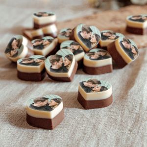 Chocolade bonbons hart met foto - 24 stuks