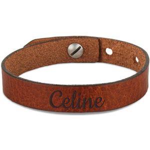 Leren armband voor dames graveren - Bruin