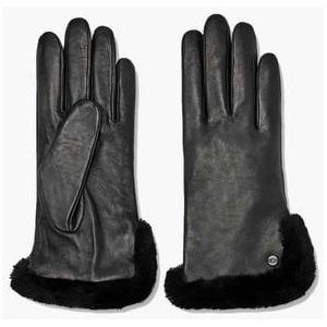 W Leather Sheepskin Vent Glove Zwart Dameshandschoenen