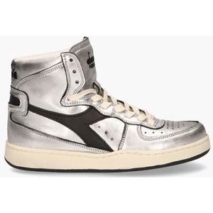 Mi Basket Metallic Used Zilver/Zwart Damessneakers