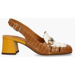 Vururu Cognac/Geel Dames Slingbackpumps