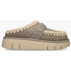 Bounce Clog Metal Logo Taupe Damesslippers