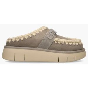 Bounce Clog Metal Logo Taupe Damesslippers