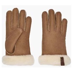 Shorty Glove With Leather Trim Cognac Dameshandschoenen