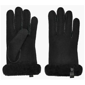 Shorty Glove With Leather Trim Zwart Dameshandschoenen