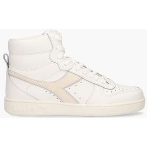 Magic Basket Mid Leather Wit/Lichtgeel Damessneakers