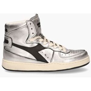 Mi Basket Metallic Used Zilver/Zwart Damessneakers