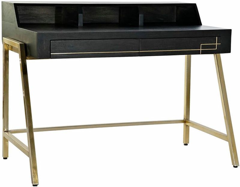 Schreibtisch DKD Home Decor Schwarz Gold Metall Mango-Holz (125 x 74 x 93,5 cm) (119 x 70 x 93,5 cm)