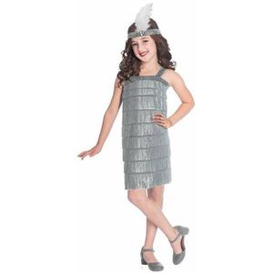 Verkleidung für Kinder Silver Flapper 10-12 Jahre Silberfarben (2 Stücke)