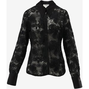 Blouse - Zwart - 95% Katoen 5% Elastaan - Lange Mouwen