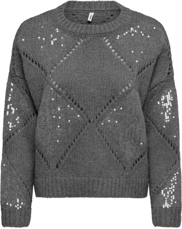 Only - Kansas Life - Trui - Donker Grijs - Lange Mouw