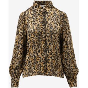 Aaiko - Pillar - Blouse - Zwart - Lange Mouwen - Knoopsluiting - Paisleypatroon