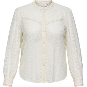Only - Carmakoma - Blouse - Ecru - Lange Mouw - Gebloemd