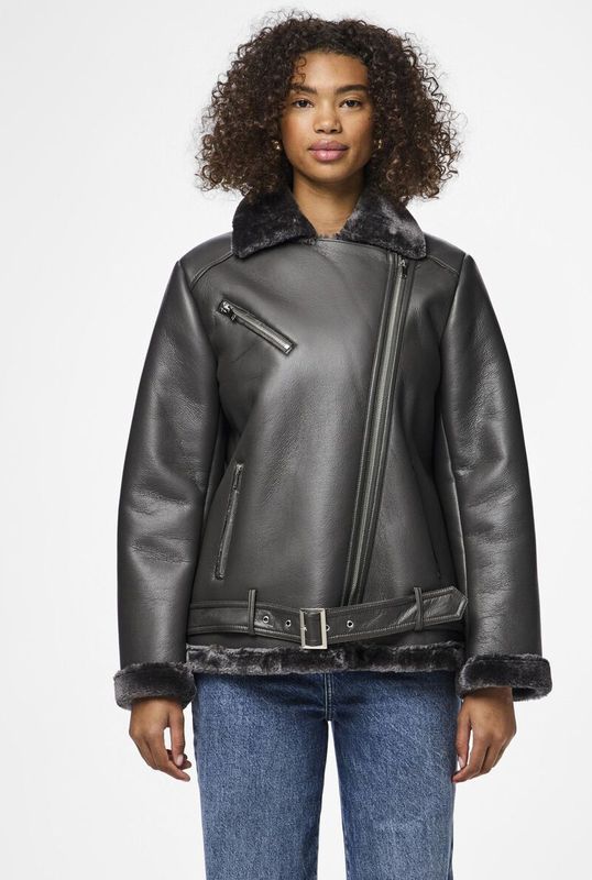 Pcnora - Imitatieleren Jack - Oversized - Met Imitatiebont