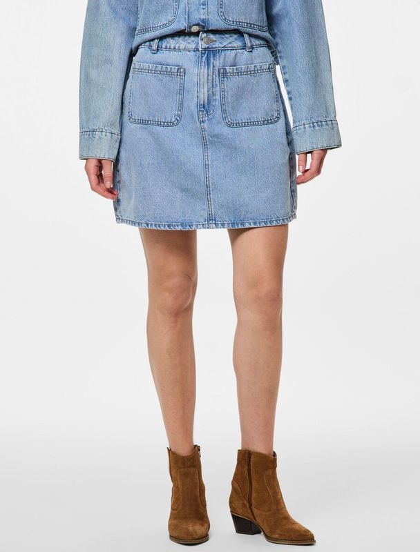 Pcsky - Hw Mini - Spijkerrok - High-waist - Katoen