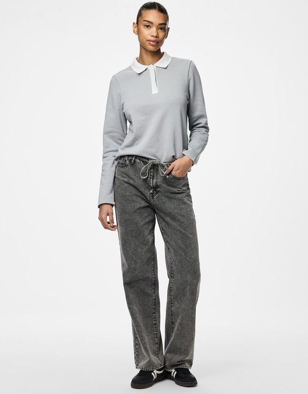 Pcfanu - Mw Tie Wide Fit - Jeans - Straight-fit - Mid-waist