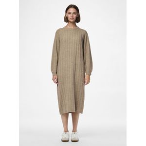 PIECES - Pcmaggy Ls Knit Dress - Gebreide Jurk - Grijs - Materiaal: Knit