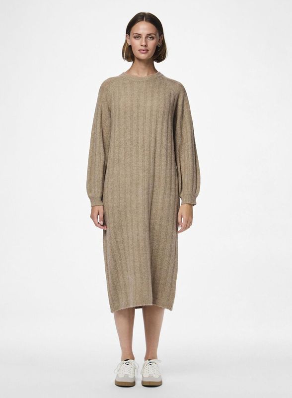 Tricot Jurk - Geribd - Ronde Hals - Lange Mouwen - Nauwsluitende Manchetten