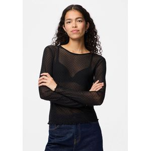 Pcorine - Mesh Top - Zwart - Lange Mouwen