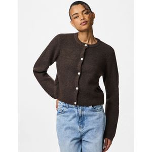 PIECES - PCSilly - Gebreid Vest - Donkerbruin - Lange Mouw