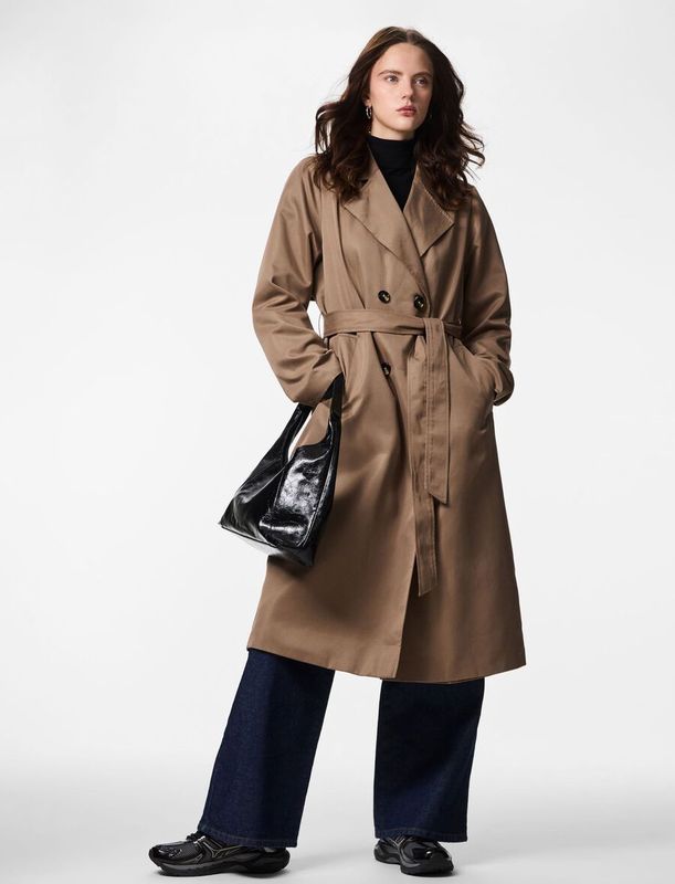 PIECES Pcscarlett Trenchcoat Dames - Bruin - 1 Stuk