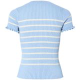 Pcfaith - Gebreide Top - Korte Mouwen - Opstaande Kraag - Gestreept