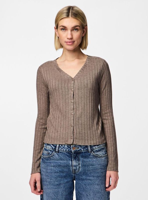 PIECES - PCIris - Gebreid Vest - Bruin Gemêleerd