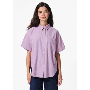 Pcfemme - Overhemd - Blauw - Halflange Mouwen - Soepelvallende Pasvorm