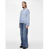 PIECES - PCMathilde - Gebreide Trui - Hemelsblauw/Wit - Lange Mouw