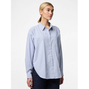 PIECES Blouse 'FEMME'  blauw / wit