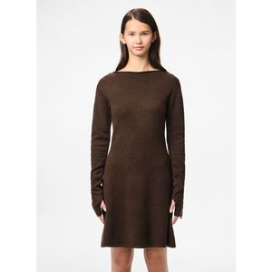 PIECES - PCJunna - Gebreide Jurk - Donkerbruin - Rechte Zoom
