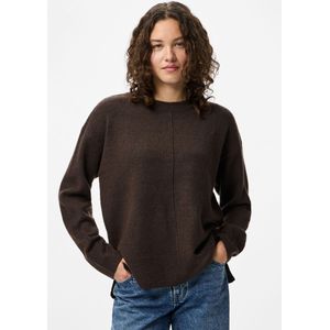 pieces - PCMALOU LS O-NECK CUTLINE KNIT NOOS - Gebreide Trui - Hot Fudge